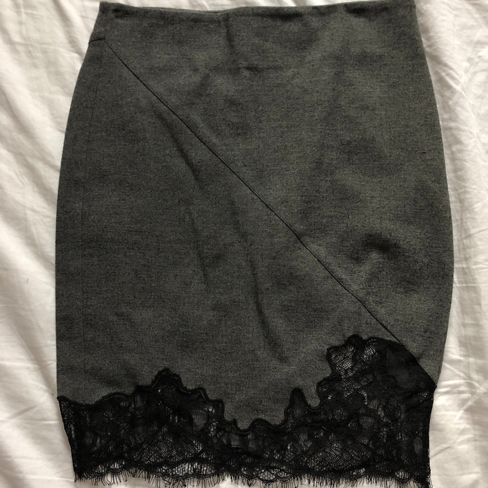 Robert Rodriguez Lace Hem Pencil Skirt